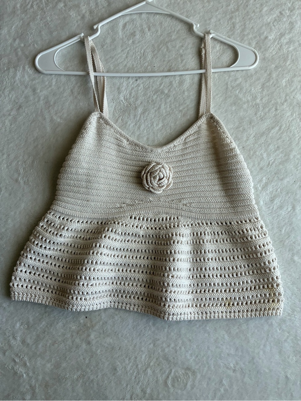 Aeropostale Cream Crochet Rose-Accent Camisole Top